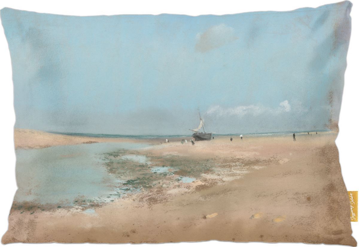 Poduszka dekoracyjna na prezent z obrazem Plaża podczas odpływu (ujście rzeki) Edgar Degas Szyjemy Sztukę