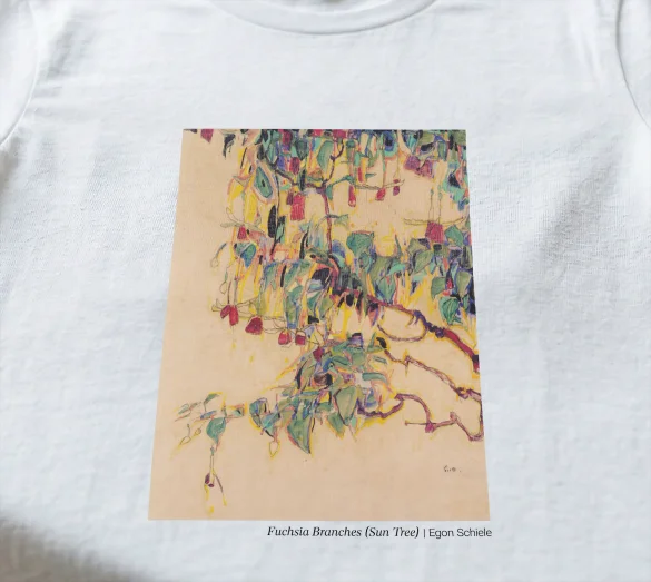 Koszulka z nadrukiem Fuchsia Branches (Sun Tree) Egon Schiele