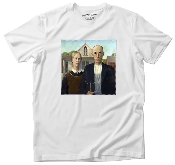 Koszulka z naszywką American Gothic Grant Wood