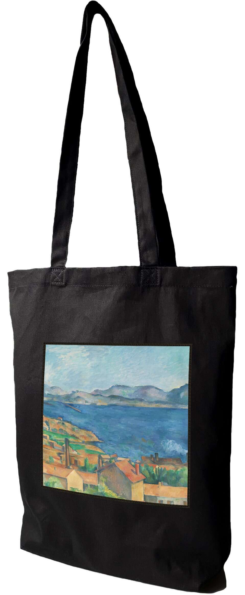 Torba z naszywką Zatoka Marsylii widziana z L​ ​Estaque​ 1885​ Paul Cezanne, Czarna