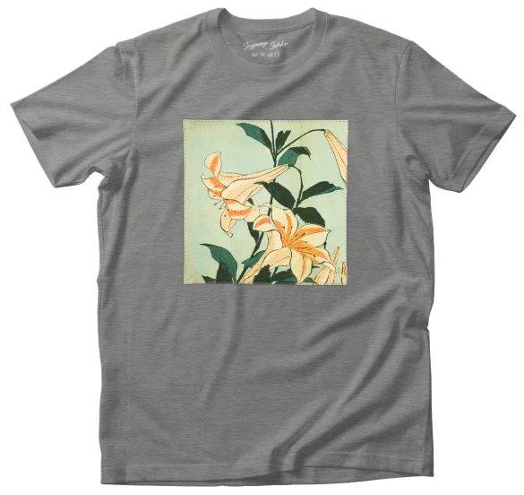 Koszulka z naszywką Lilie Katsushika Hokusai