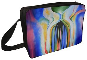 Torba na ramię Szare linie z czarnym, niebieskim i żółtym Georgia O’Keeffe