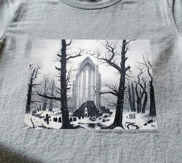 Koszulka z nadrukiem Cmentarz w śniegu Caspar David Friedrich