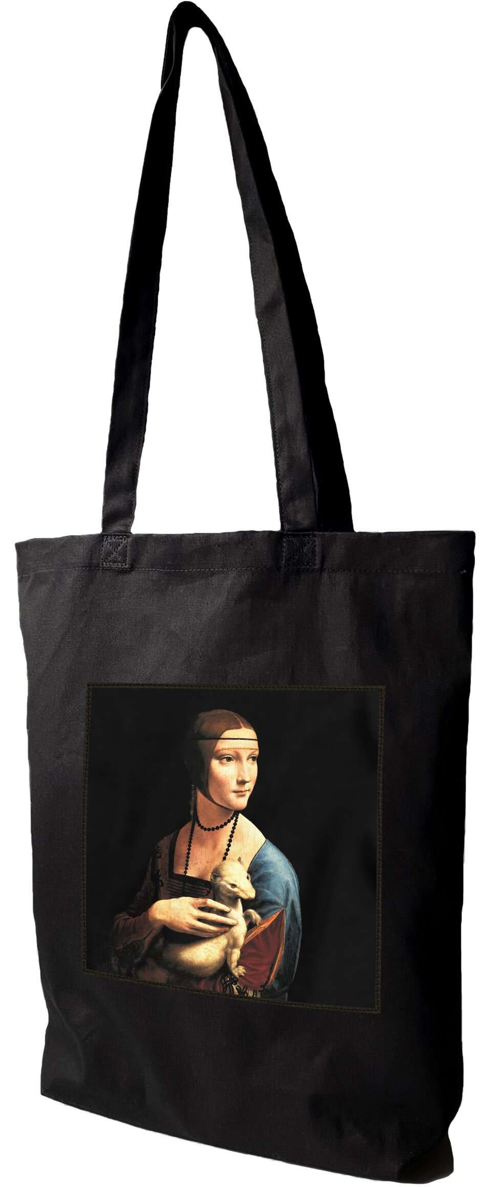 Torba z naszywką Dama z gronostajem Leonardo da Vinci, Czarna
