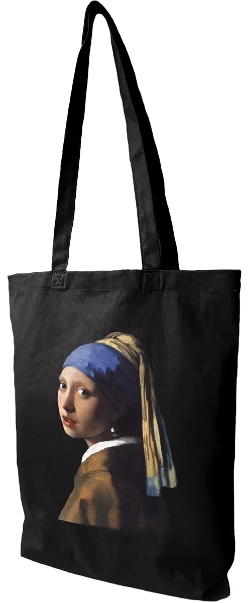 Torba bawełniana Dziewczyna z perłą Jan Vermeer, Czarna