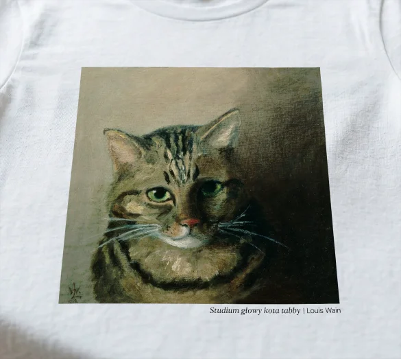 Koszulka z nadrukiem Studium głowy kota tabby Louis Wain