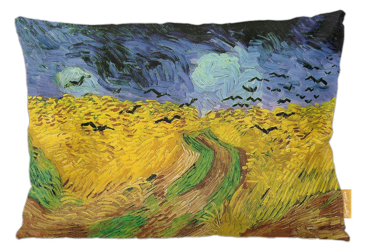 Poduszka dekoracyjna na prezent z obrazem Pole pszenicy z krukami Vincent Van Gogh Szyjemy Sztukę