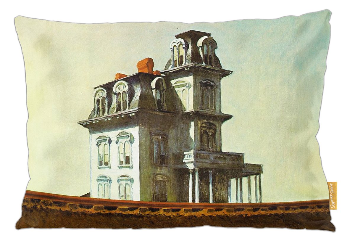 Poduszka dekoracyjna na prezent z obrazem Dom przy torach kolejowych Edward Hopper Szyjemy Sztukę