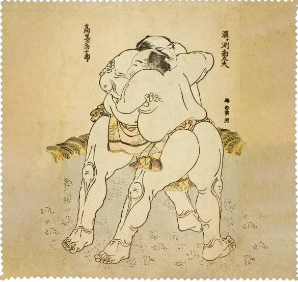 Ściereczka do okularów Zapaśnicy sumo Uzugafuchi Kandayu i Takasaki Ichijuro Katsushika Hokusai
