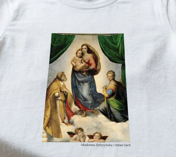 Koszulka z nadrukiem Madonna Sykstyńska Rafael Santi