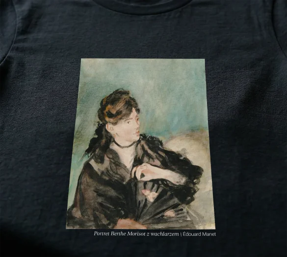 Koszulka z nadrukiem Portret Berthe Morisot z wachlarzem Édouard Manet