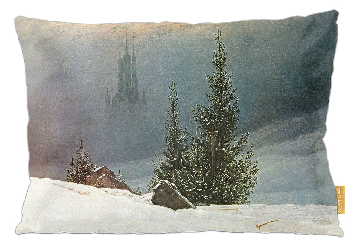 Poduszka dekoracyjna na prezent z obrazem Pejzaż zimowy Caspar David Friedrich Szyjemy Sztukę