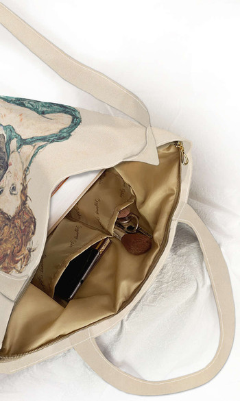 Torba na ramię shopper Siedząca kobieta z podniesionym kolanem Egon Schiele