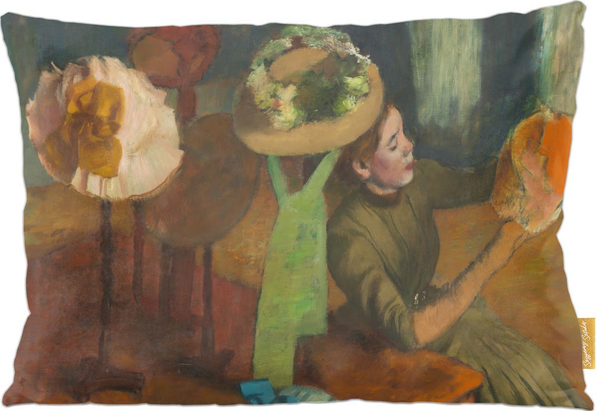 Poduszka dekoracyjna na prezent z obrazem Sklep z kapeluszami Edgar Degas Szyjemy Sztukę