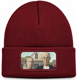 Czapka zimowa American Gothic Grant Wood – bordowa