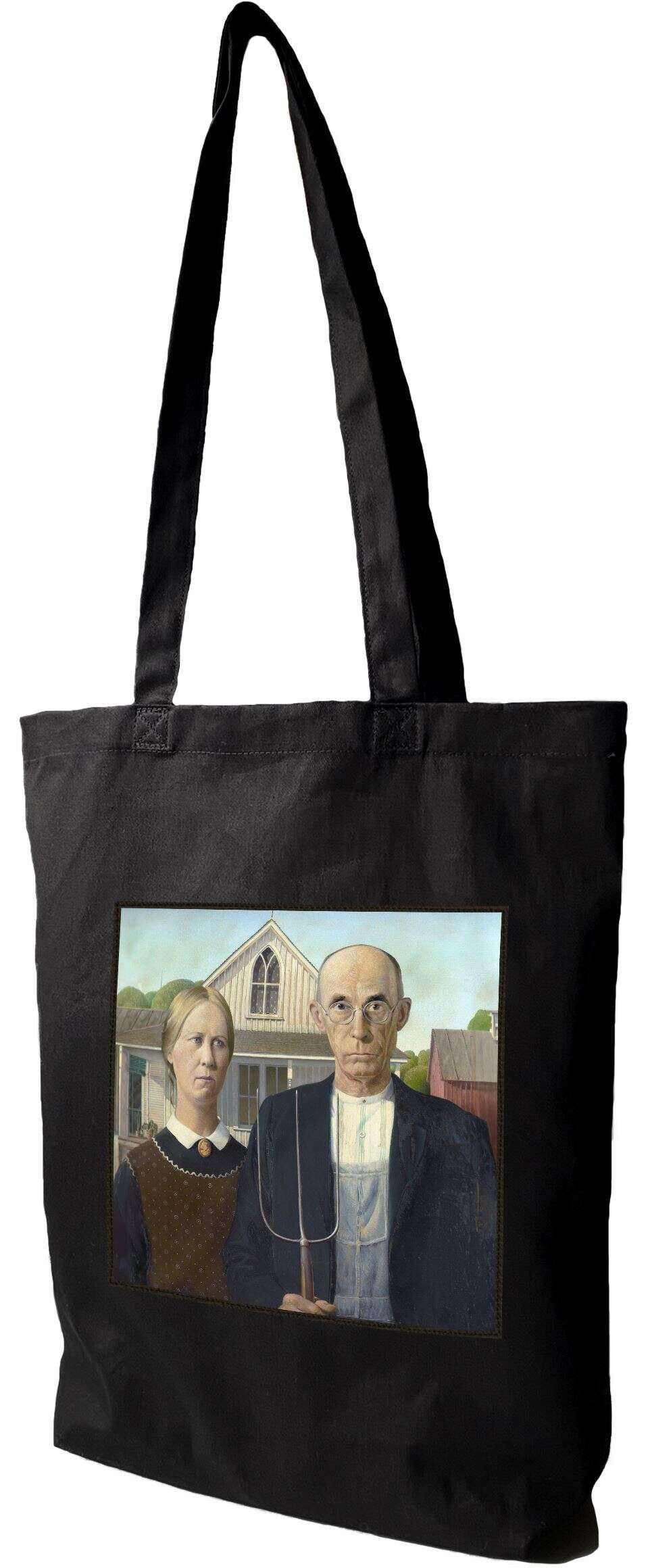 Torba z naszywką American Gothic Grant Wood, Czarna
