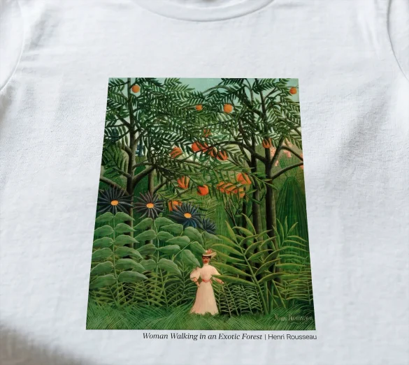 Koszulka z nadrukiem Woman Walking in an Exotic Forest Henri Rousseau