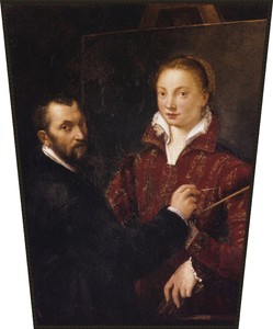 Ekran Bernardino Campi malujący Sofonisbę Anguissolę Sofonisba Anguissola