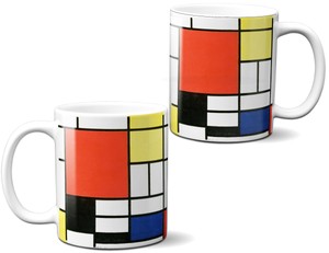 Kubek Kompozycja w czerwieni, żółci, błękicie i czerni Piet Mondrian