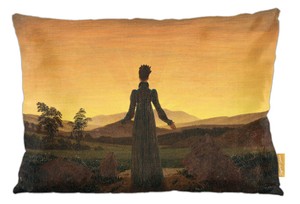 Poduszka Kobieta na tle zachodzącego słońca Caspar David Friedrich