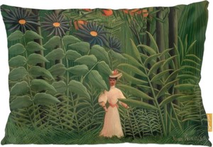 Poduszka Woman Walking in an Exotic Forest Henri Rousseau